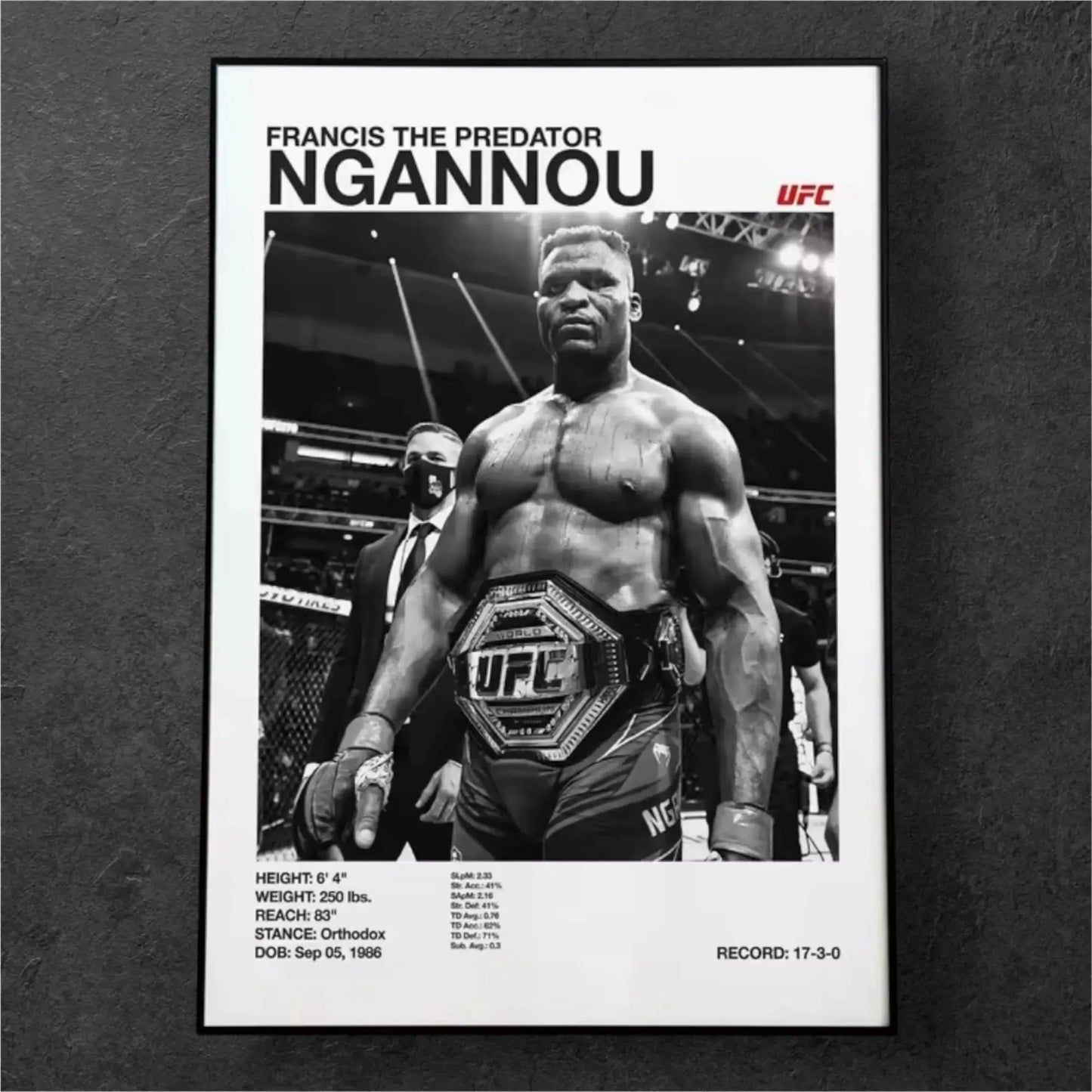 Poster de MMA Black and White Francis Ngannou